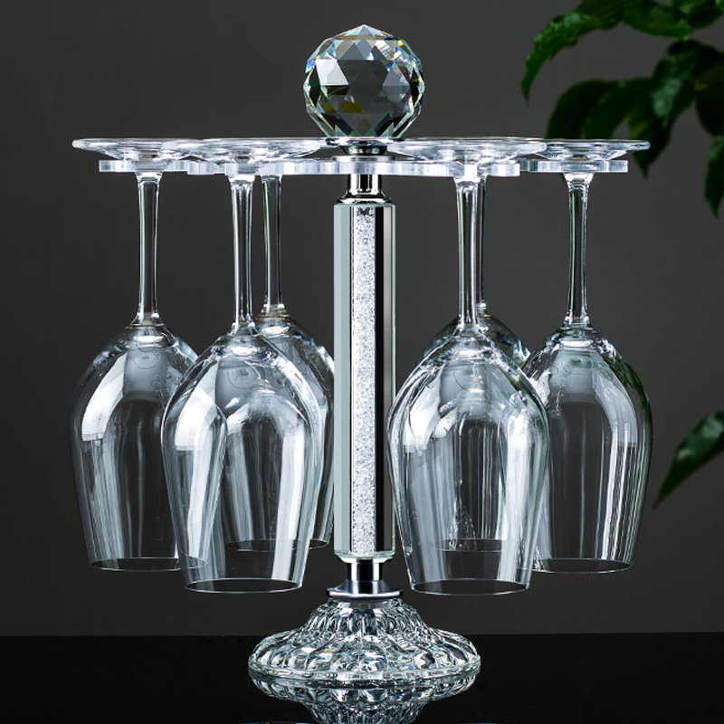 Support à verres à vin en cristal argenté pour 6 verres à vin