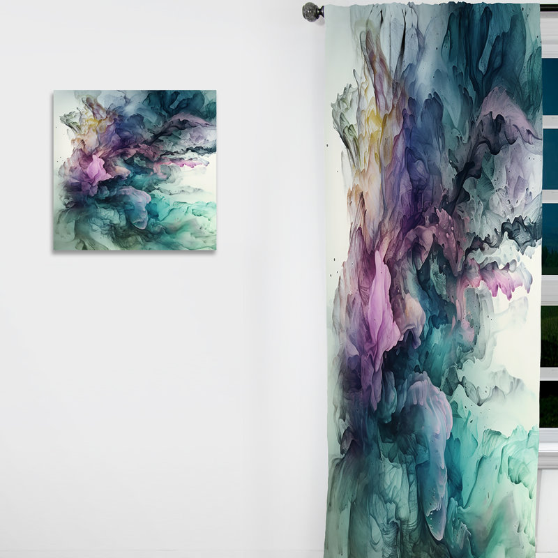 Symphonie vert et mauve marbré - rideau en velours moderne - obscurcissant - 1 panneau, L 52 po x L 84 po