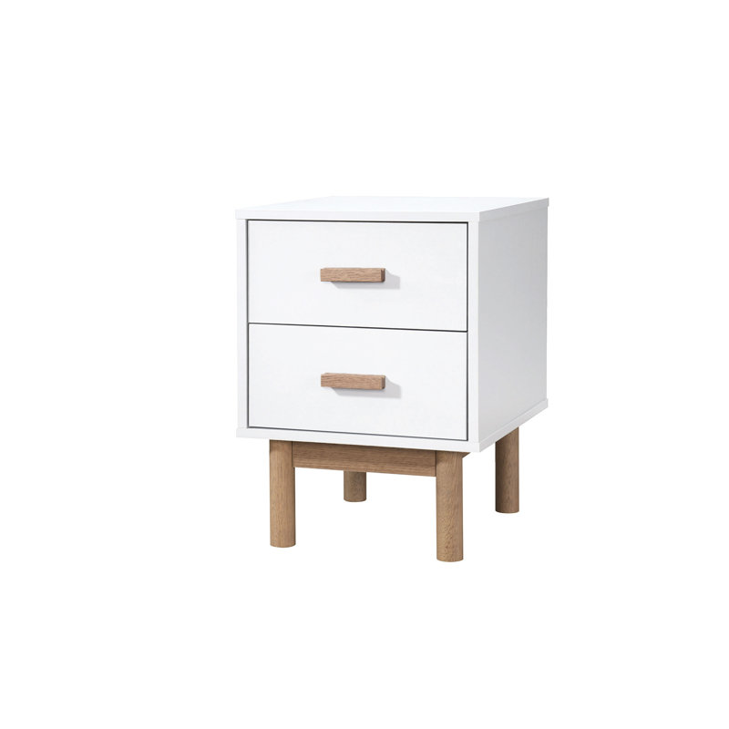 Lexys 40cm W Manufactured Wood Bedside Table, White/Brown