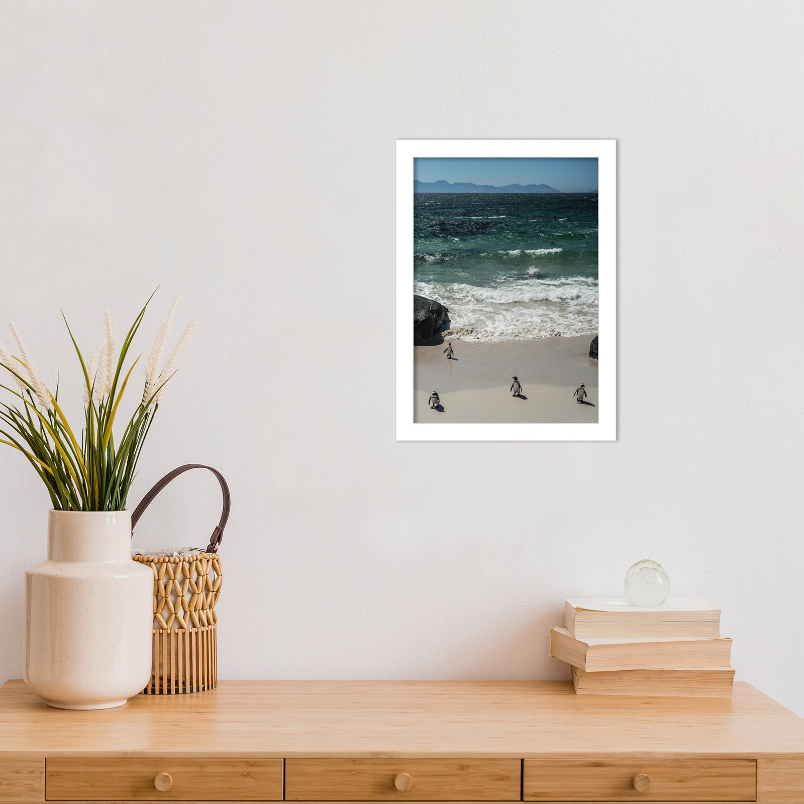 Perolio "Coming in to the Beach" Print, 13" H x 10" W, White