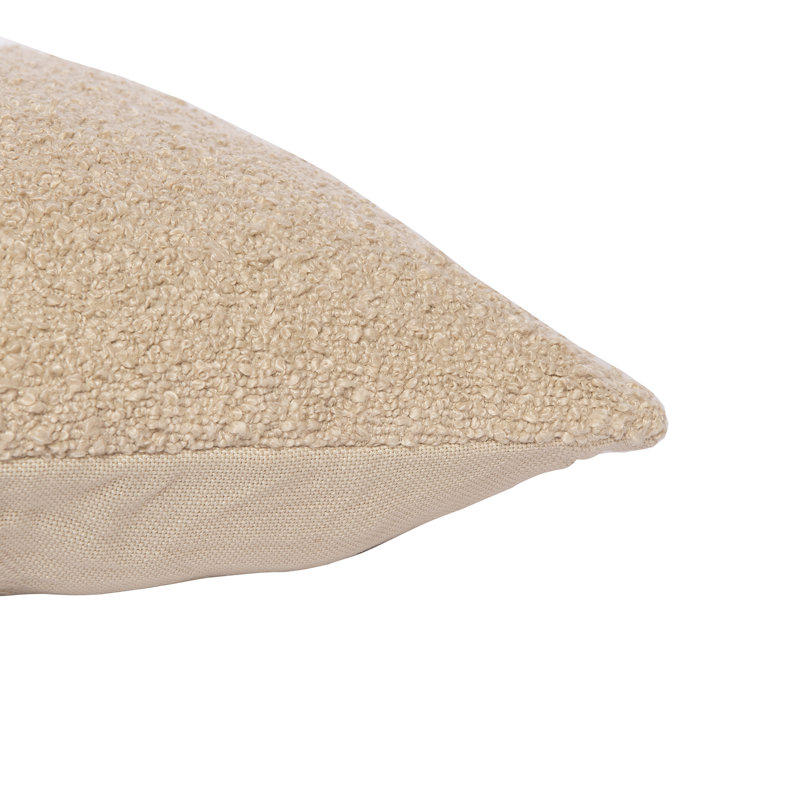 Housse de coussin tissée bouclée de style moderne du milieu du siècle, Beige, H 24 po x l 24 po