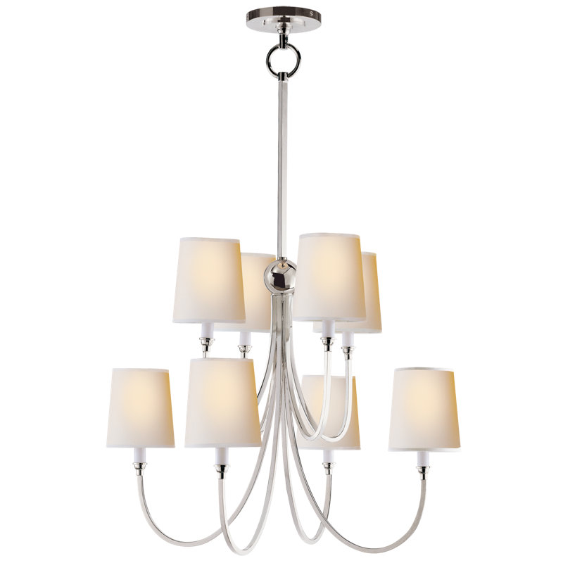 Thomas O'Brien Reed Large Chandelier, Polished Nickel, Fabric