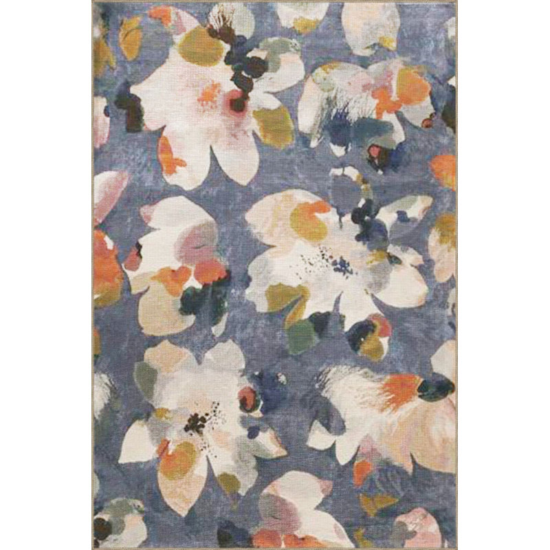 Tapis décoratif multicolore à motif floral et lavable à la machine, Rectangulaire 5 pi 1 po x 7 pi 7 po