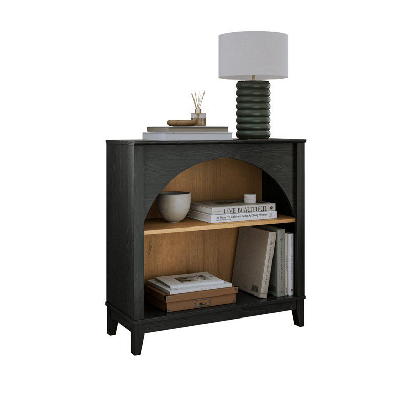 Bibliothèque eshman en bois d'ingénierie avec rangement pour le salon, (2 tablettes) H 32,5 po x l 32 po x P 13 po, Noir