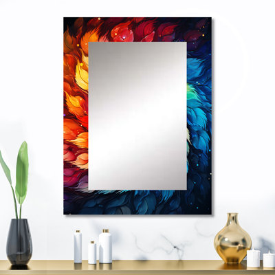 ColorfulFloral Fractal Spiral III - miroir fractal, miroir mural moderne unique, impression d'art en métal