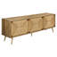Meuble télé, 72 po, meuble multimédia, meuble de rangement, console, stratifié noyer, ruppie maritime naturelle, milieu du siècle, moderne