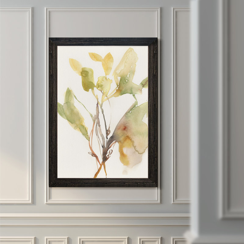 « ebbing leaves i »-cadre photo, reproduction d’art, H 44 po x l 32 po x P 1,25 po, Toile avec cadre noir, Pas de tapis