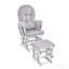 Fauteuil coulissant et repose-pieds Mason en bois blanc et tissu gris-344450584-344450586