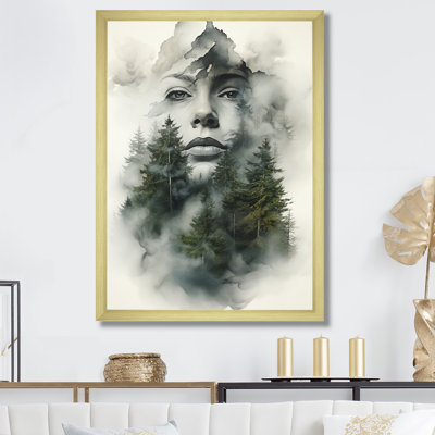 Double exposition «Woman and Mountain Echoes II» - art mural femme