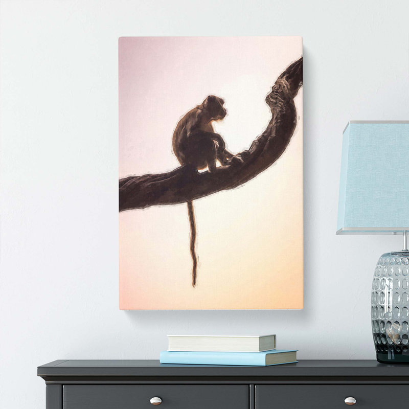 Long Tailed Macaque Monkey In Abstract - Wrapped Canvas, 76cm H x 50cm W x 3cm D