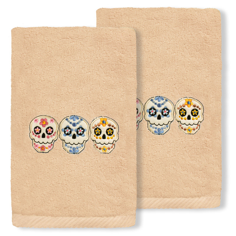  Skulls Turkish Cotton Hand Towel, Sand