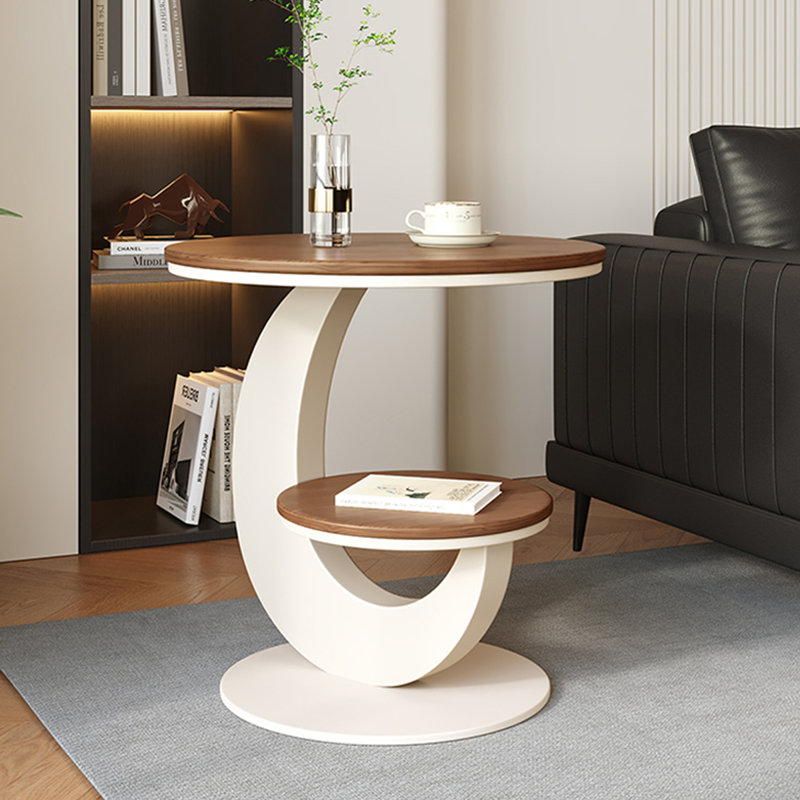 Table de bout en bois manufacturé moderne + fer, Blanc, H 23,62 po x l 19,69 po x P 11,81 po