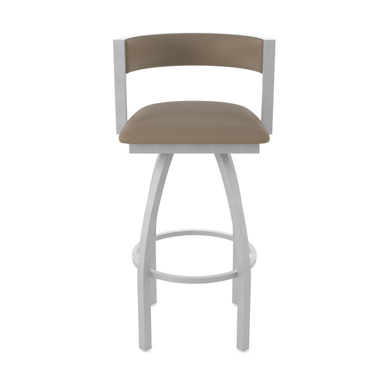 Tabouret Artémis, Tabouret de bar (siège d'une hauteur de 30 po), Nickel anodisé, Vinyle - naturel Canter