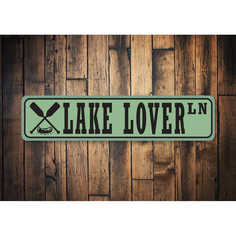 Plaque en aluminium Lake Lover Street, H 6 po x l 24 po x P 0,06 po