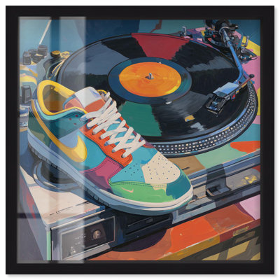 Sneaker avec un vinyle Sports Art Shadowbox par Art Remedy