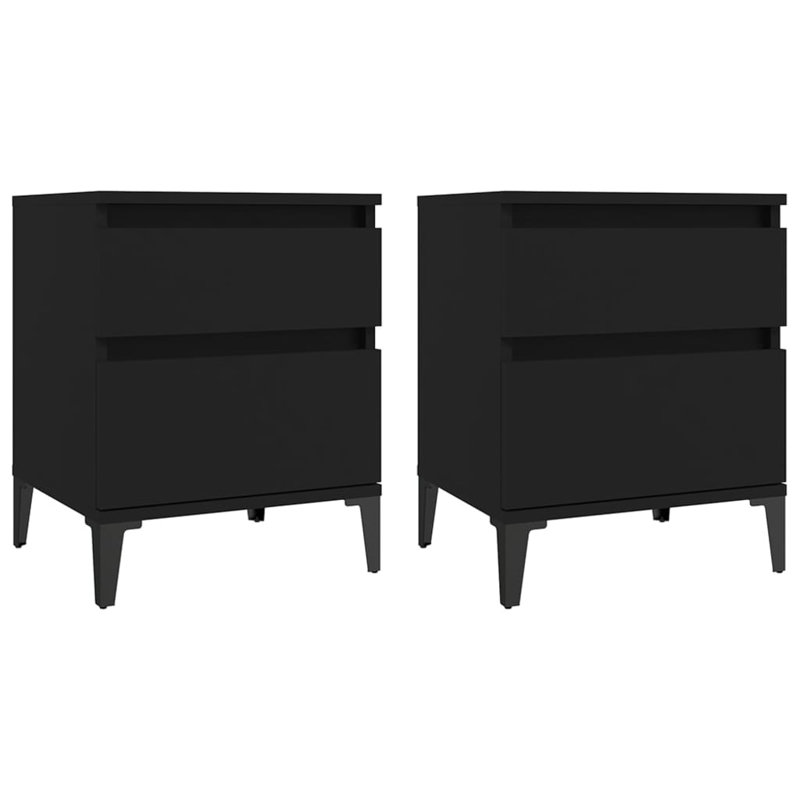 Duflos 40cm W Manufactured Wood Bedside Table, Grey, Set of 2