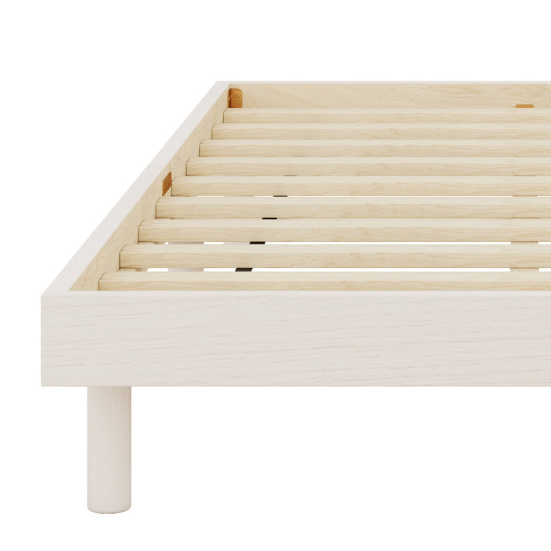 Base de lit plateforme flottante de conception moderne, Lit simple, Blanchies