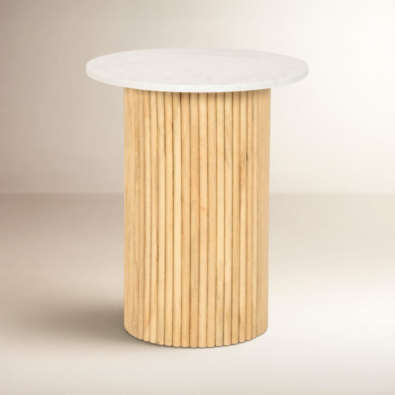 Table d'appoint ou table basse ronde, Beige, Blanc