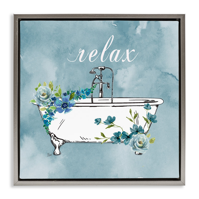 Cadre floral Floral Relax Rules, design par Nan, H 25 po x l 25 po, Cadre flottant gris lustré