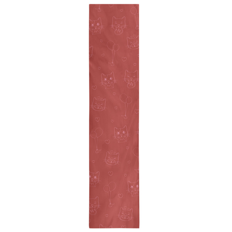 Chemin de table chats saint-valentin hol, L 90 po x l 16 po, Rouge / rose, Mélange de coton