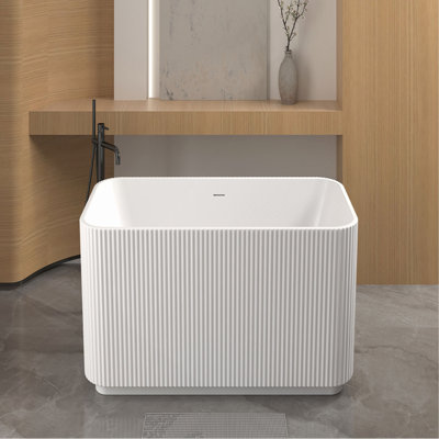 Baignoire autoportante autoportante rectangulaire rectangulaire en acrylique 59 po 59 po, acrylique blanc brillant, bonde en chrome Pop-Up, certifiée cUPC,