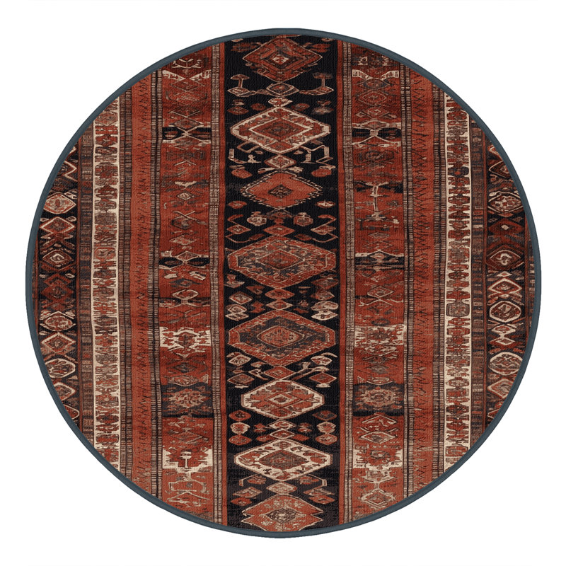 Machine Washable Turkish Brown Area Rug, Round 3'