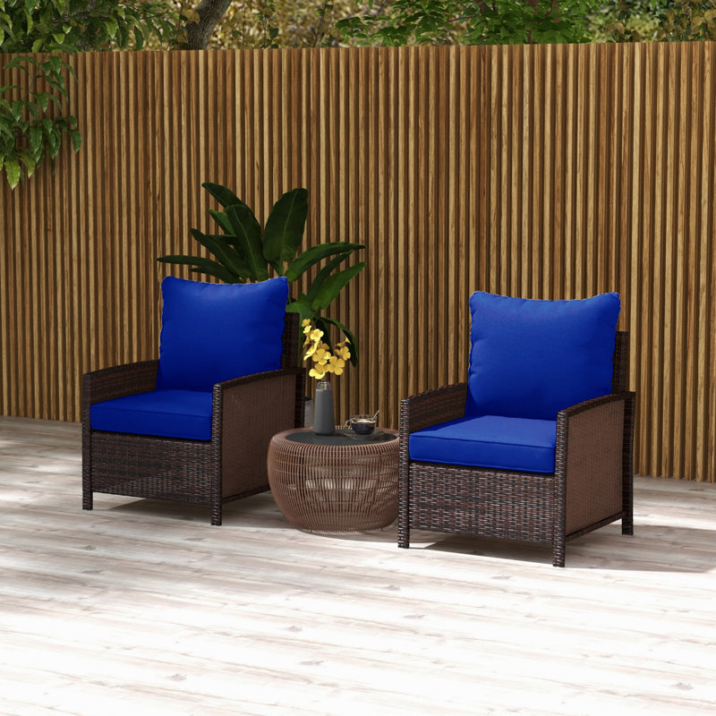 4 Patio Furniture Cushion And Pillow , Navy Blue, Outdoor Comfort Blue Seat Relaxing Area