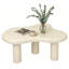 Table basse 34 po, table de chevet moderne en bois avec 3 pieds courbés, table d'appoint pour salon, balcon, chambre à coucher, blanc crème