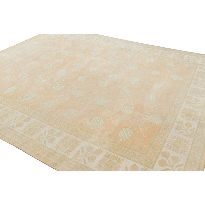 Rug & Kilim’S Khotan Style Rug In Blue And Pink With Pomegranate Floral Patterns