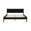 Très grand lit plateforme Mid-Century moderne, finition noire sur bois massif, pieds ronds fuselés, fabrication, ensemble de lattes, conception en bois sans sommier, inclus, requis
