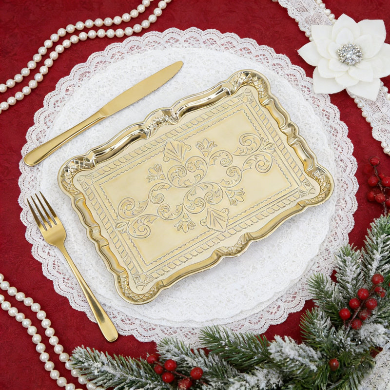 Ensemble de 6 assiettes en plastique, Doré