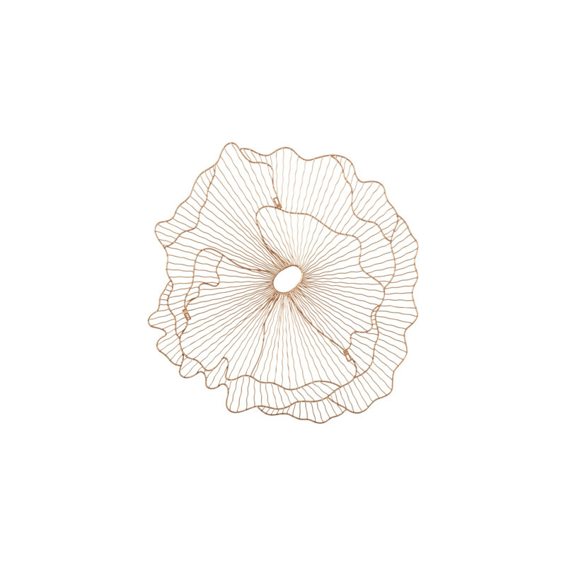 Copper Wire Flower Wall Sculpture, 36" Contemporary Art
