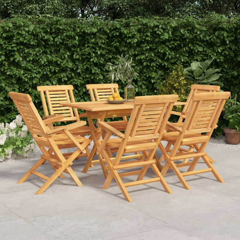 Benu 6 - Person Teak Wood Patio Dining Set with Rectangular Table