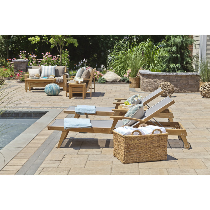 Bayhead Outdoor Teak Chaise Lounge, Gray