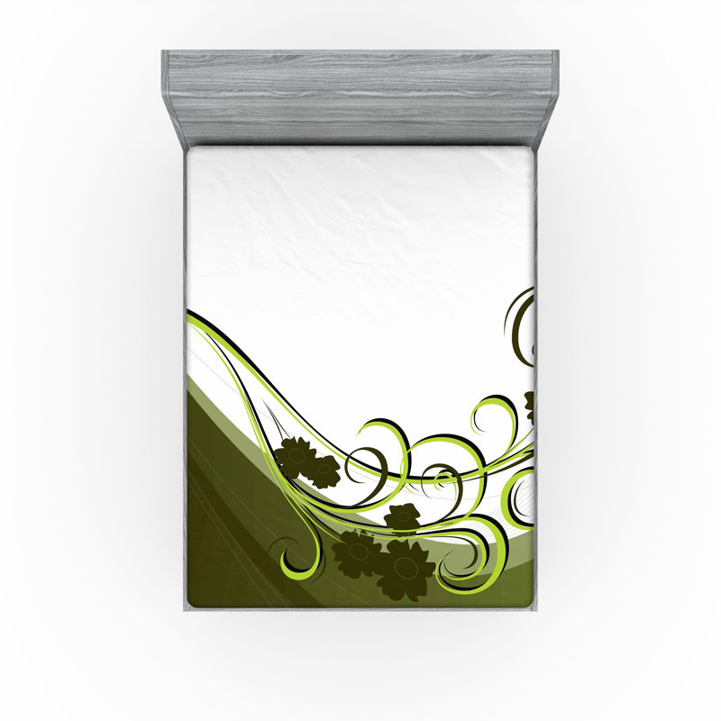 Ensemble de 2 drap-housse vert olive Ambesonne, Drap-housse très grand californien