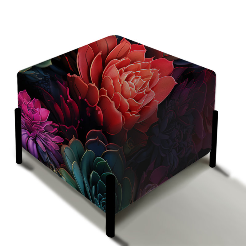 Motif botanique Neon Succulents - repose-pieds carré botanique