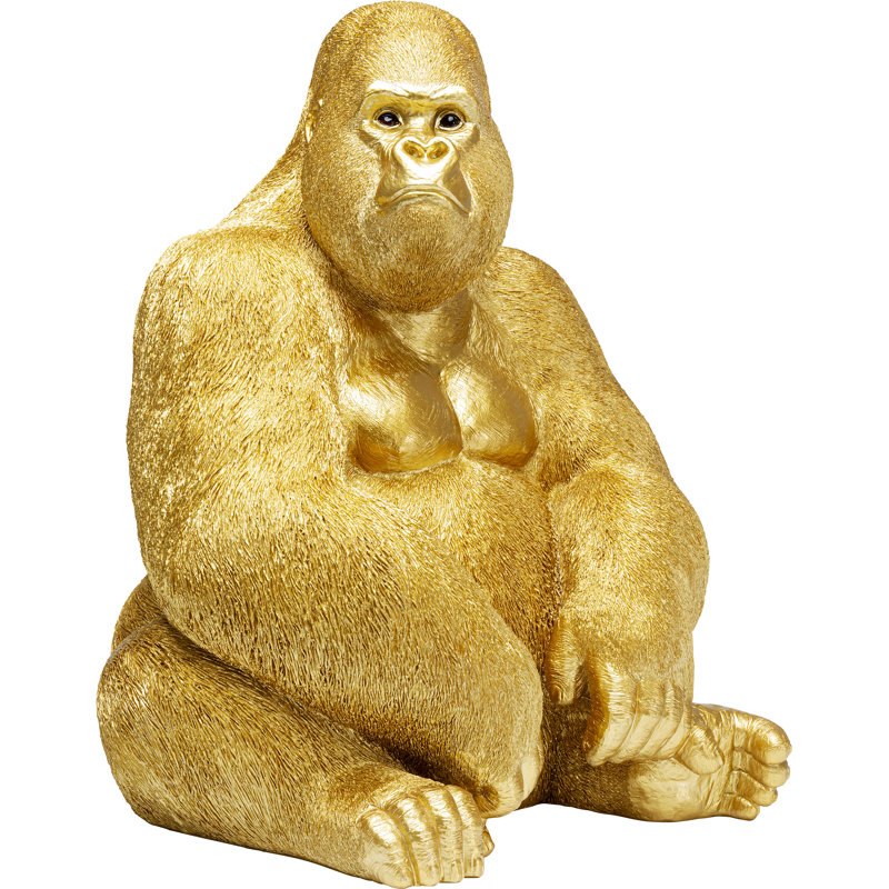Deco Figurine Monkey Gorilla, 76cm H x 60cm W x 55cm D, Gold