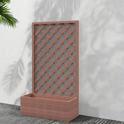 Spacieux pot à fleurs en treillis en bois composite durable, parfait pour le porche et le patio