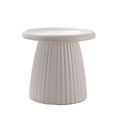 White Magnesium Oxide Fluted Pedestal Side Table