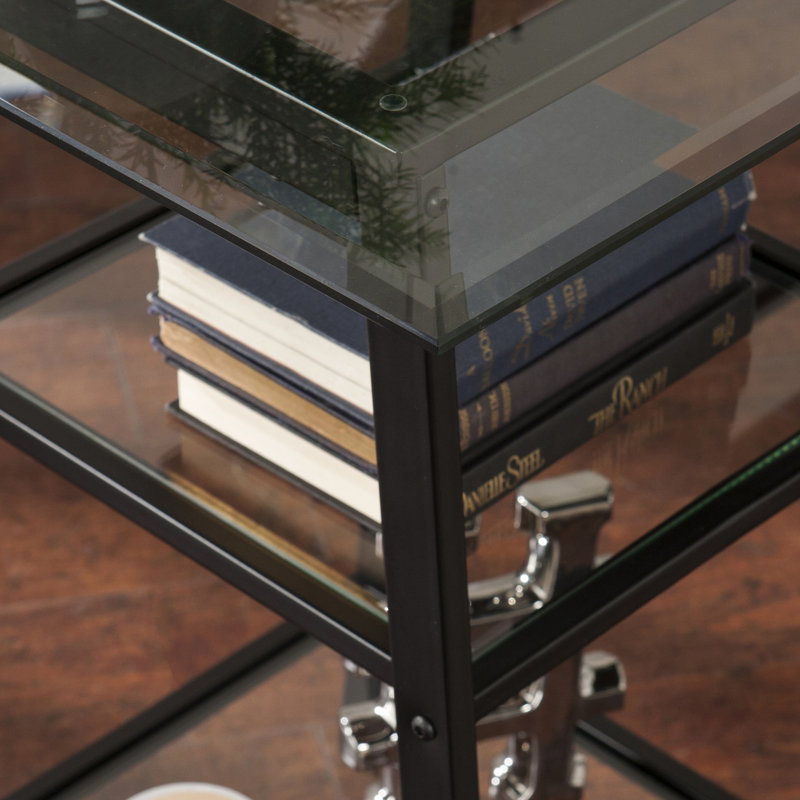 Bureau d'écriture en métal noir / verre. Bureau moderne et fonctionnel pour un usage domestique. Combinaison de fer et de verre trempé. Espace de travail polyvalent, tâches multiples. Convient aux espaces compacts. 46,03 po de profondeur, 19,16 de largeur, 29,59 po