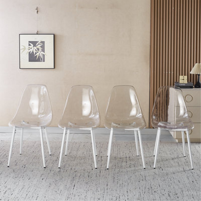 Dining Chair,Set Of 4,Metal Leg,Plastic Seat