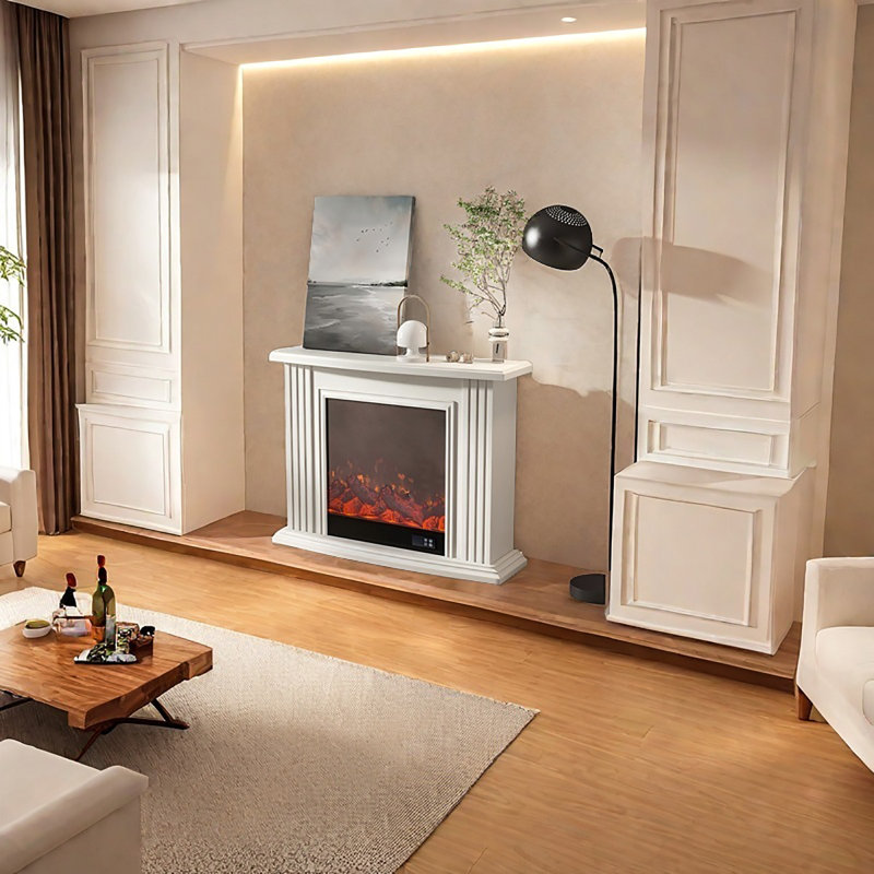 Ivory Landscape Electric Fireplace, 31.5" H x 39.37" W x 12.99" D