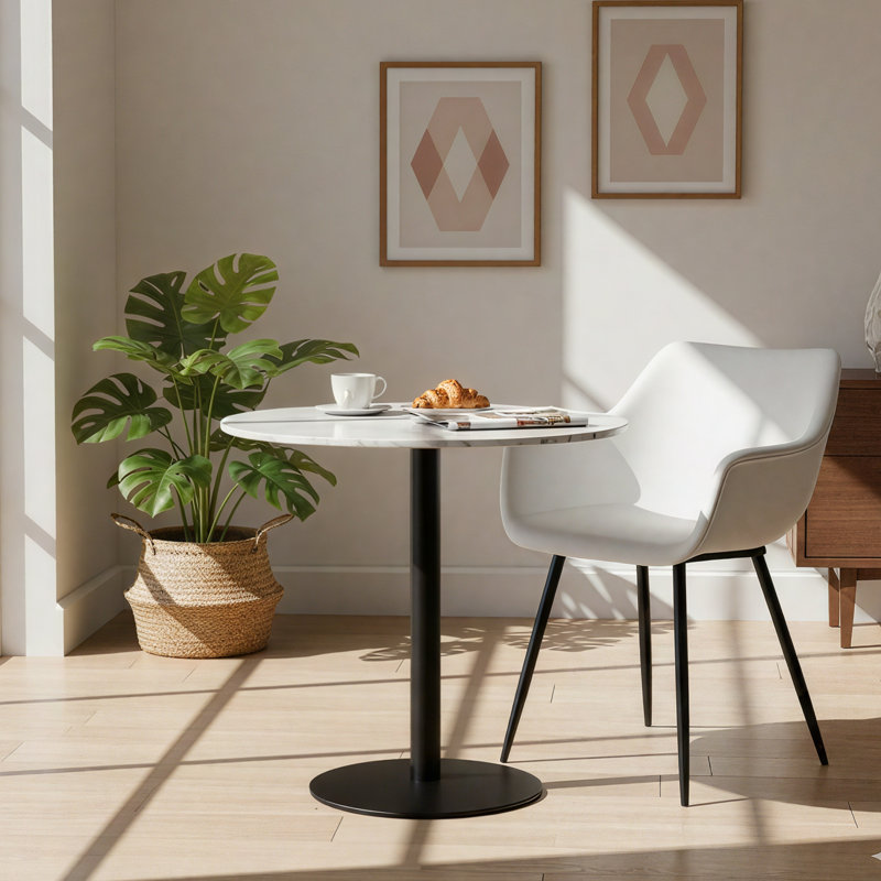 Haglund Leather Dining Chair with Powder-Coated Iron Legs Accent Side Chair Foam Padded Seat Versatile Kitchen Chair for Modern Home and Kitchen