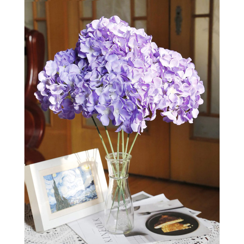 6-pack Purple Silk Hydrangea Flowers With Stems