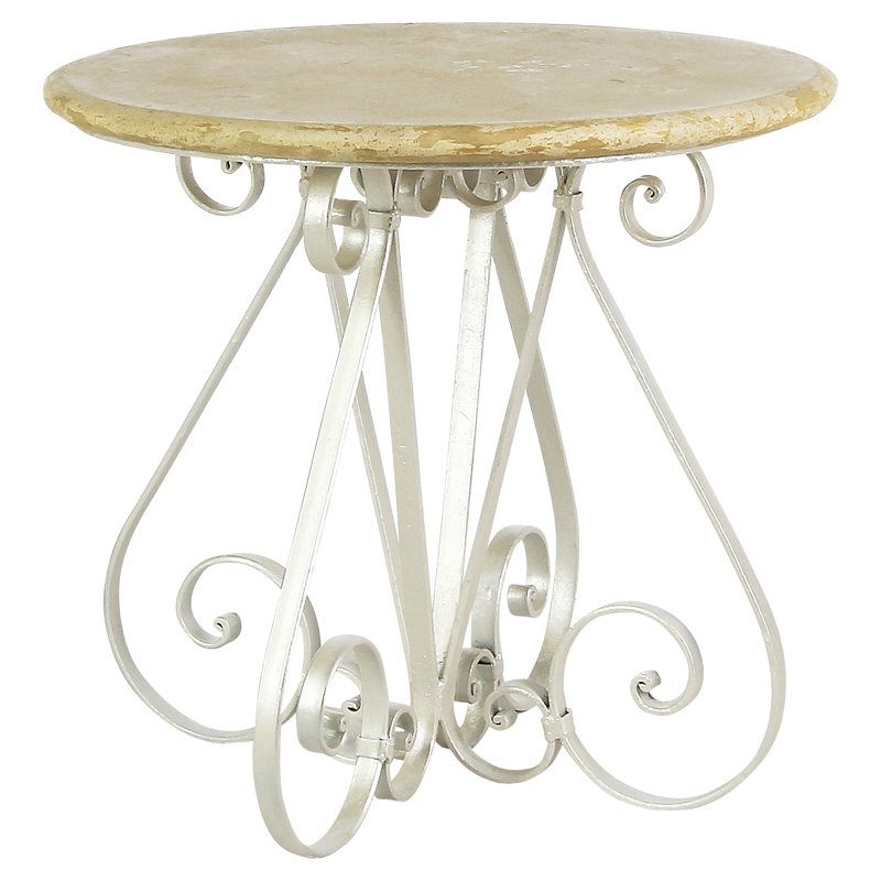 French Abstract End Table, Oyster White