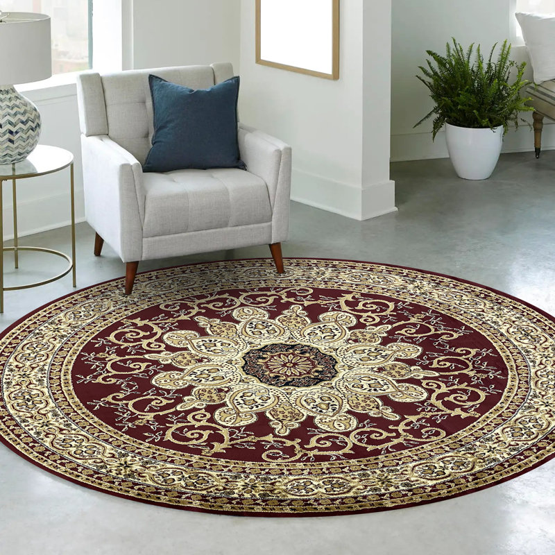 Tapis à motif floral de la collection Anoush de Luxe Weavers, Rond 8 pi