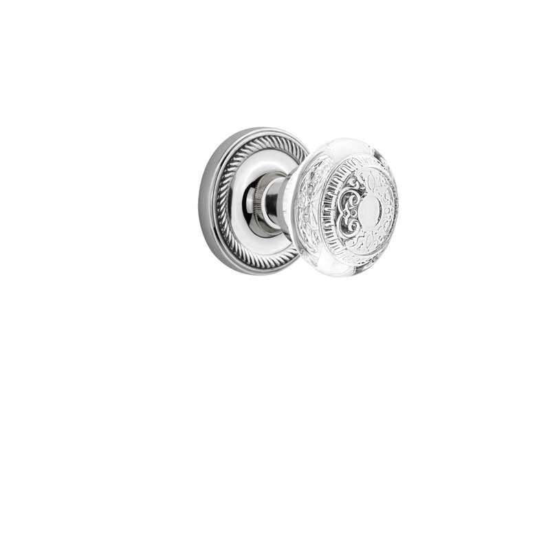 Rope Rosette with Crystal Egg & Dart Knob, Bright Chrome