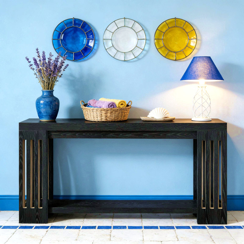 Console, table d'appoint à 2 niveaux, canapé, Noir