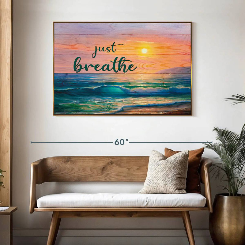 Just Breathe Sunset, 46 po x 31 po, Cadre flottant doré