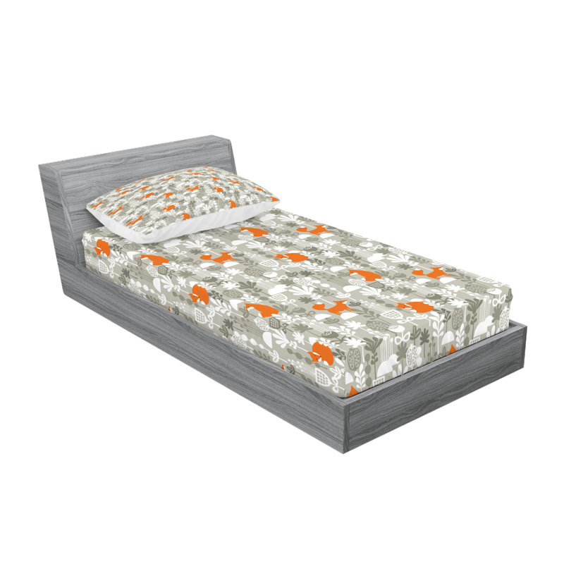 Twin XL White and Orange Microfiber Kids Sheet Set